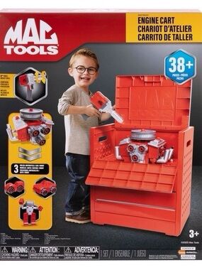 Mac Tools Kids Red Engine Cart Playset with 38+ Pieces